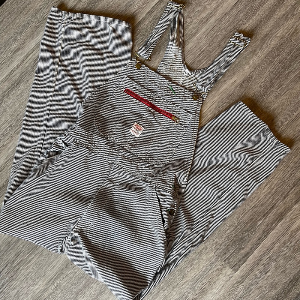 Vintage Pointer Brand Overalls, Railroad, Hickory Striped Engineer Carpenter USA